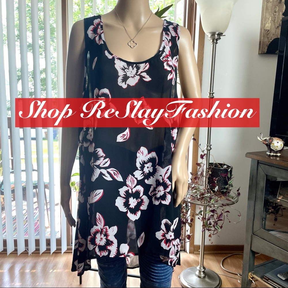 Torrid Sheer Floral Print High/Low Tunic Top